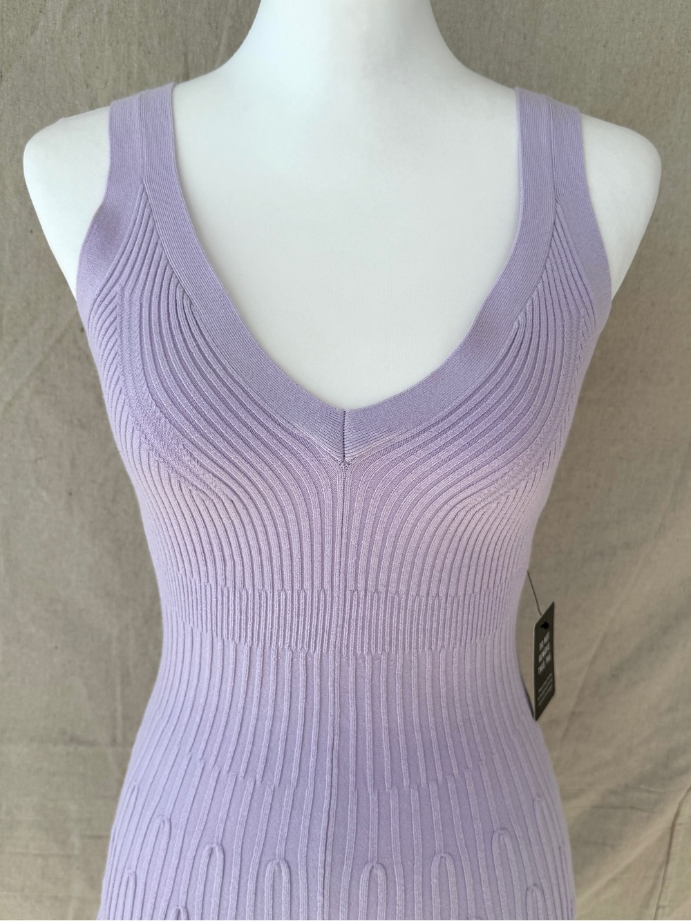 Express Size Small Lavender Ribbed Knit Fit & Flare Mini Dress NWT - Picture 2 of 8